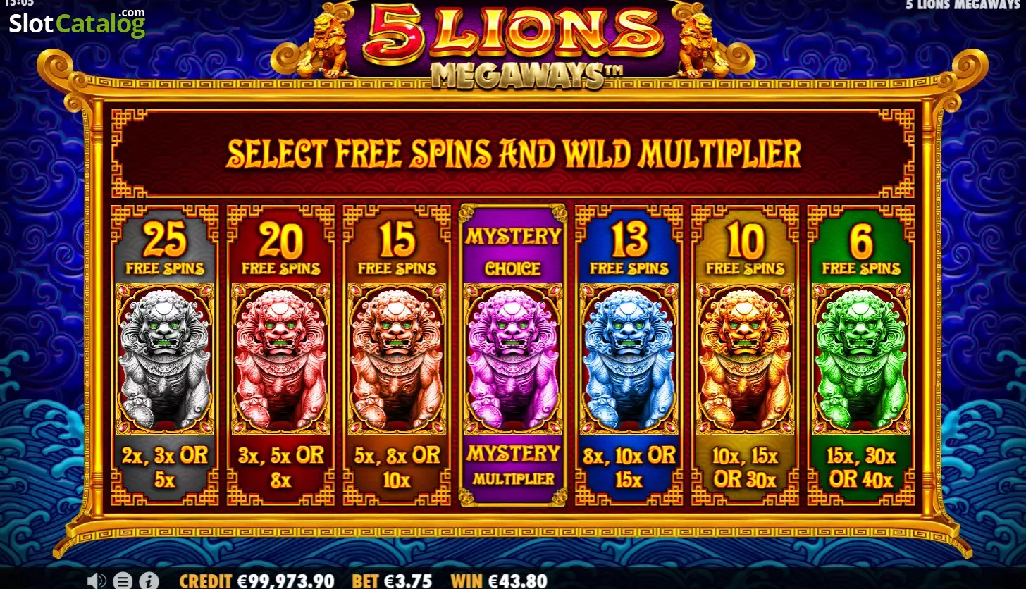 Avis sur la machine à sous 5 Lions Megaways 2025 - Essai gratuit