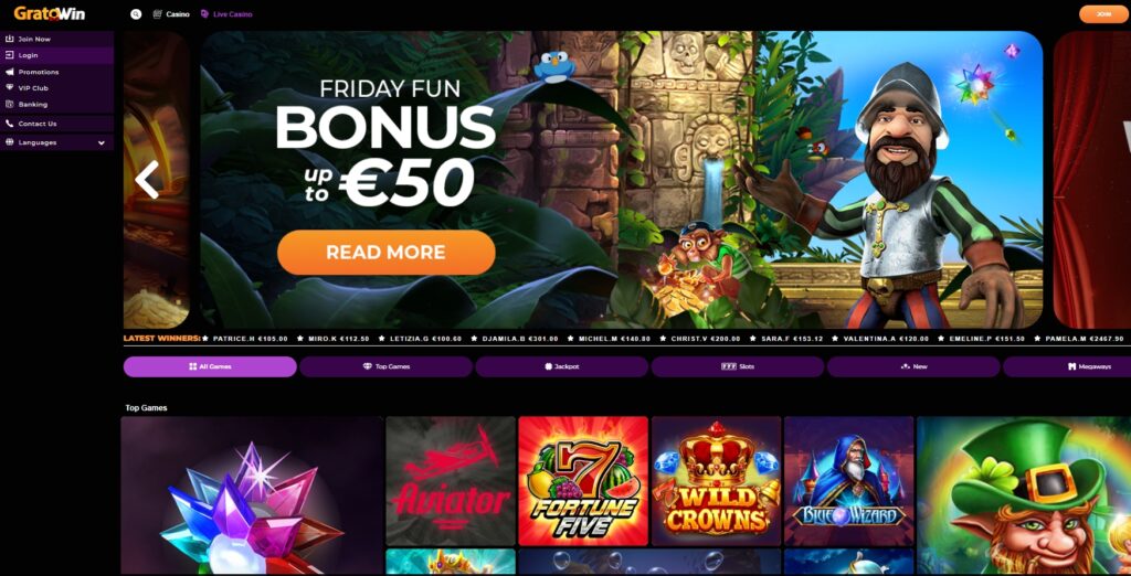 Codes bonus du casino en ligne GratoWin